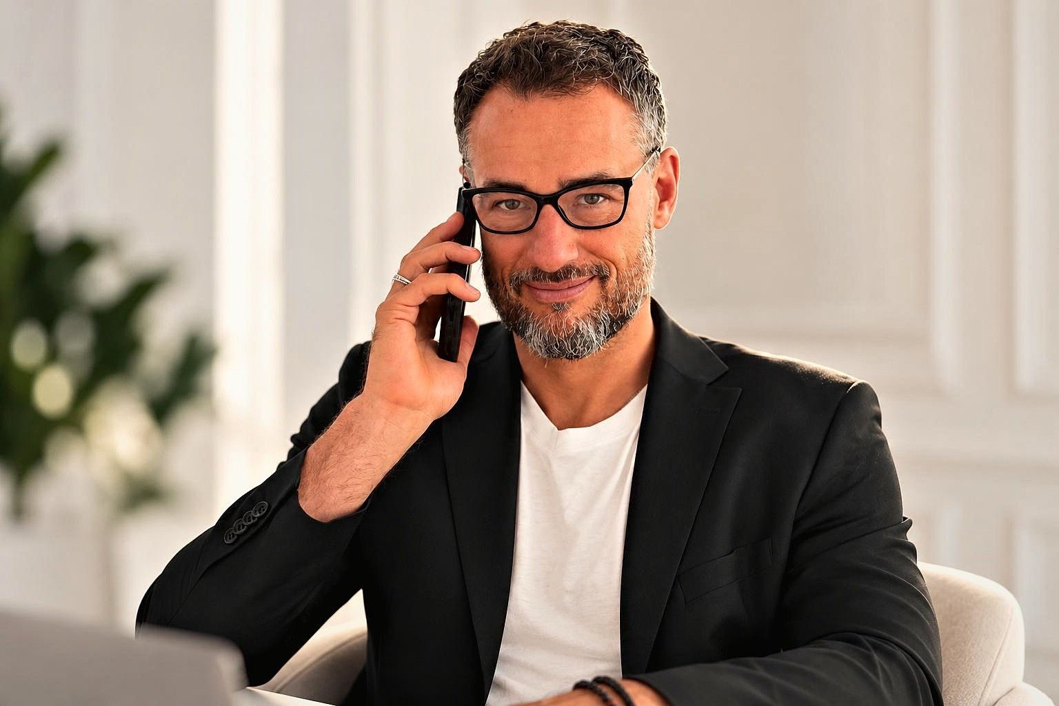 Pako Szyszko, doradca nieruchomości w Trójmieście, podczas rozmowy telefonicznej z klientem